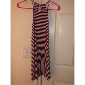 Maroon and white ribbed dress